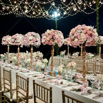Tall Pink Rose Wedding Centerpiece