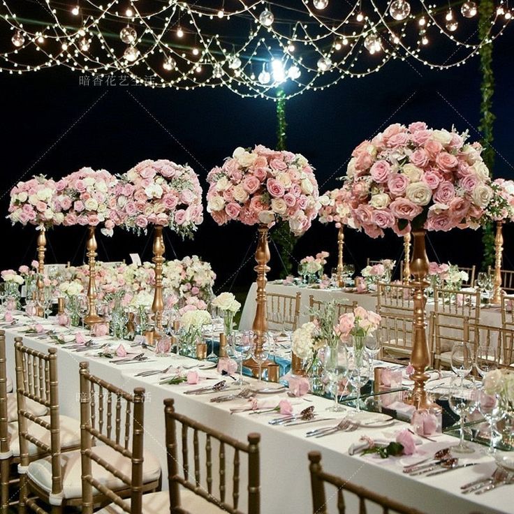 Tall Pink Rose Wedding Centerpiece